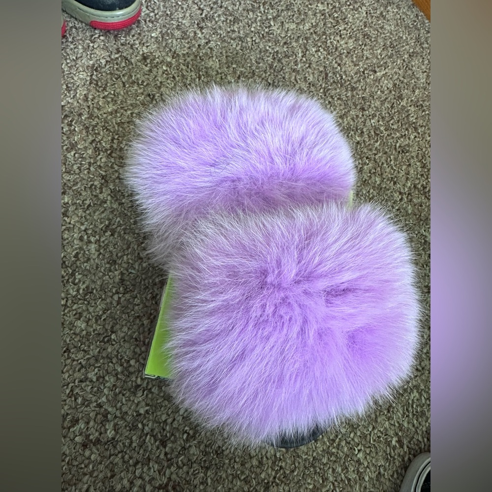 Fluffy Lavender Slippers
